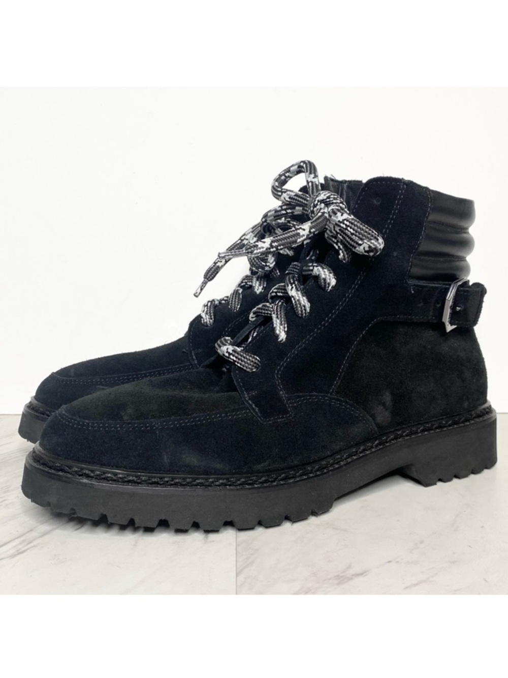 Aquatalia Mayra Weatherproof Lace Up Black Suede Boot 9 1/2